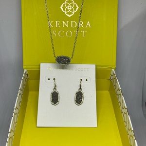 Lee Drop Earrings with Elisa Pendant and Druzy stone.